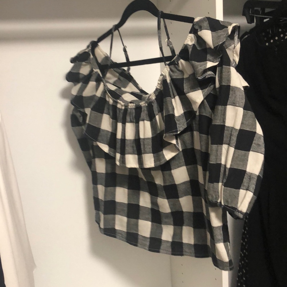 Off the shoulder gingham top